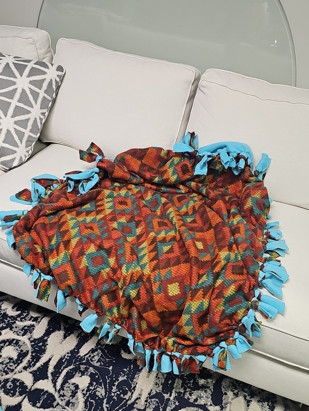 Aztec Turquoise and Multi-Color Twin Baby Infant Throw Blanket